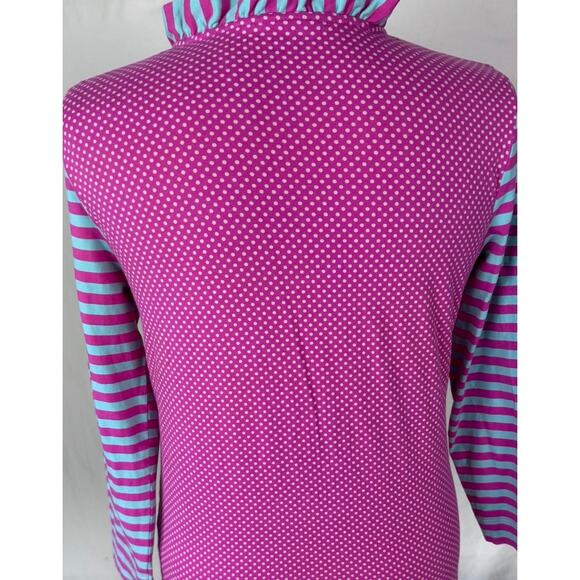 Mustard Pie Womens Medium Pink Blue Button Front Long Sleeve Top - Picture 5 of 7